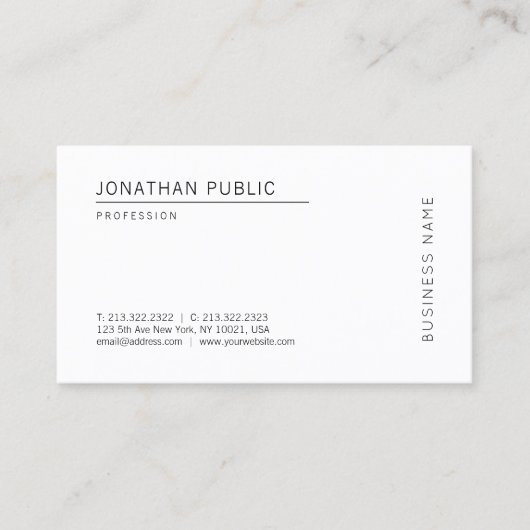 Moderne Minimalistische Schablonen-berufliches Visitenkarte (Vorderseite)