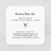 Moderne Minimalistische Schere Branding-Frisur Quadratische Visitenkarte (Rückseite)