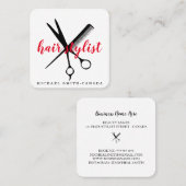 Moderne Minimalistische Schere Branding-Frisur Quadratische Visitenkarte (Vorne/Hinten)