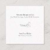 Moderne Minimalistische Schere Haarstylistin Quadratische Visitenkarte (Vorderseite)