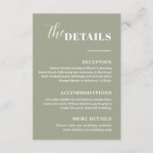 Moderne Minimalistische schlanke grüne Details Begleitkarte (Vorderseite)