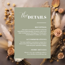 Moderne Minimalistische schlanke grüne Details Begleitkarte