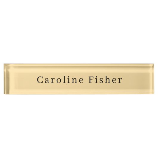 Moderne Minimalistische Schlichte Einfache Beige Namensplakette (Vorderseite)