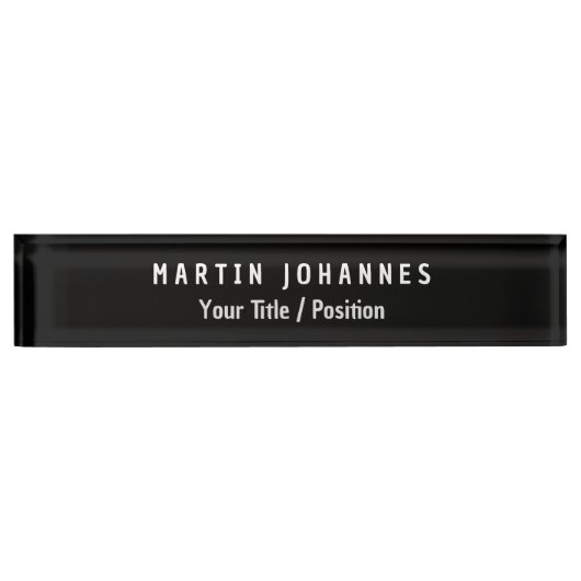 Moderne Minimalistische Schlichte Elegant Schwarz Namensplakette (Vorderseite)