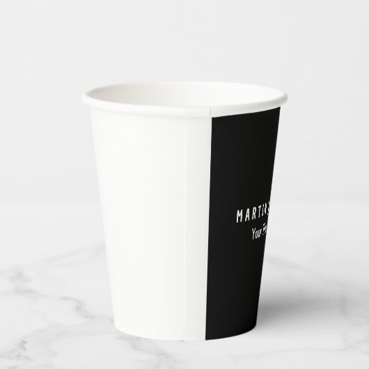Moderne Minimalistische Schlichte Elegant Schwarz Pappbecher (Rechts)