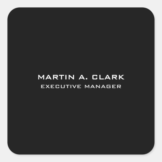 Moderne Minimalistische Schlichte Elegant Schwarz  Quadratischer Aufkleber (Vorderseite)