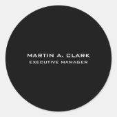 Moderne Minimalistische Schlichte Elegant Schwarz Runder Aufkleber (Vorderseite)