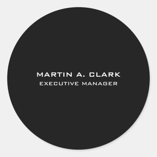 Moderne Minimalistische Schlichte Elegant Schwarz Runder Aufkleber (Vorderseite)