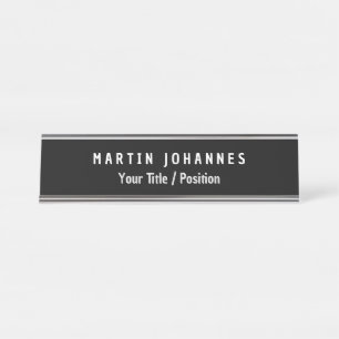 Moderne Minimalistische Schlichte Elegant Schwarz  Schreibtischnamensplakette
