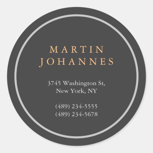 Moderne Minimalistische Schlichte Elegante Graue N Runder Aufkleber (Vorderseite)