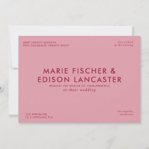 Moderne Minimalistische, schlichte Hochzeit mit Ch Einladung