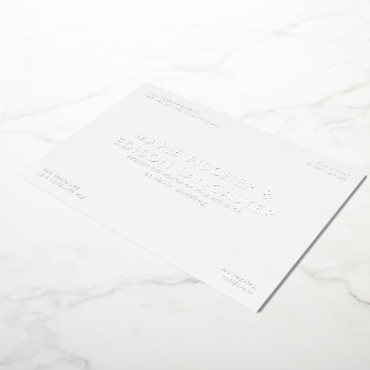 Moderne Minimalistische, schlichte Hochzeit mit Ch Folieneinladung (Gedreht)