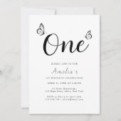 Moderne Minimalistische Schmetterlinge 1. Geburtst Einladung (Vorderseite)