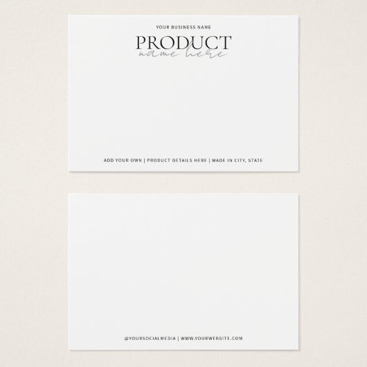 Moderne Minimalistische Schmuckkarte (Vorne & Hinten)