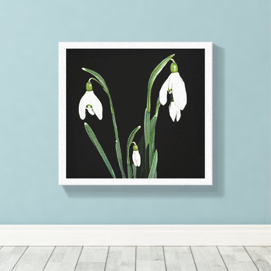 Moderne, minimalistische Schneefall-Blume Leinwanddruck (Insitu (Holzboden))