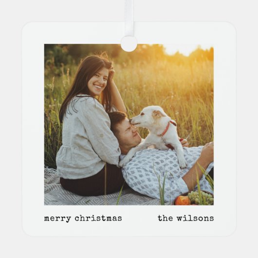 Moderne Minimalistische Schreibmaschine Weihnachte Ornament Aus Metall (Vorderseite)