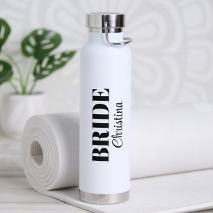 Moderne minimalistische Schrift Braut Hochzeit Trinkflasche