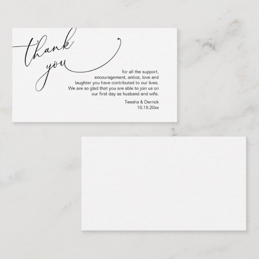 Moderne Minimalistische Schrift, Hochzeit Danke Begleitkarte (Vorne/Hinten)