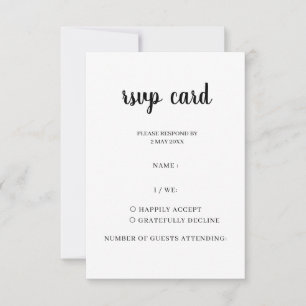 Moderne minimalistische Schrift Hochzeit RSVP Desi Karte