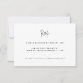 Moderne Minimalistische Schrift Hochzeit Schwarz u RSVP Karte (Vorderseite)