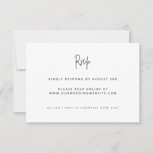 Moderne Minimalistische Schrift Hochzeit Schwarz u RSVP Karte (Vorderseite)