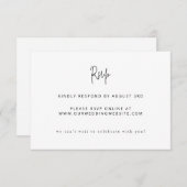 Moderne Minimalistische Schrift Hochzeit Schwarz u RSVP Karte (Vorne/Hinten)