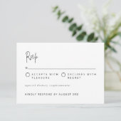 Moderne Minimalistische Schrift Hochzeit Schwarz u RSVP Karte (Stehend Vorderseite)