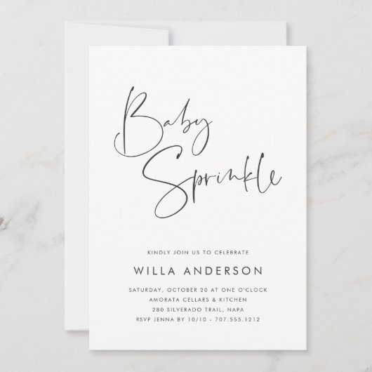 Moderne Minimalistische Schrift in einem Kinderwag Einladung (Vorderseite)