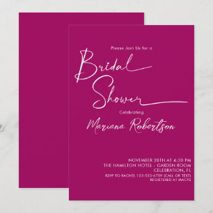 Moderne minimalistische Schrift Magenta Brautparty Einladung
