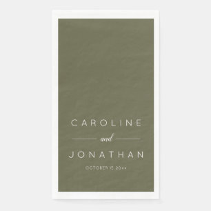 Moderne minimalistische Schrift Olive Moss Benutze Serviette
