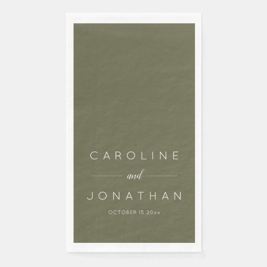 Moderne minimalistische Schrift Olive Moss Benutze Serviette (Vorderseite)