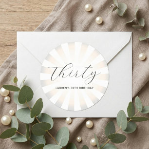Moderne minimalistische Schrift Pearl Sunburst Geb Runder Aufkleber