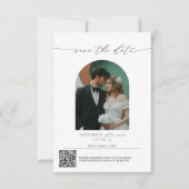 Moderne minimalistische Schrift-QR-Code-Hochzeitsf Save The Date (Vorderseite)