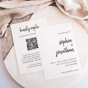 Moderne minimalistische Schrift QR-Code-RSVP-Hoc Einladung