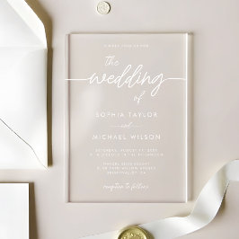 Moderne Minimalistische Schrift Schwarz-Weiß-Hochz Acryleinladungen