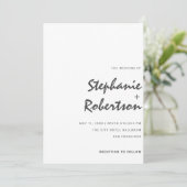 moderne minimalistische Schrift Schwarz-Weiß Hochz Einladung (Stehend Vorderseite)