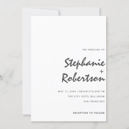 moderne minimalistische Schrift Schwarz-Weiß Hochz Einladung