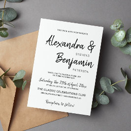 Moderne minimalistische Schrift Schwarz-Weiß Hochz Einladung