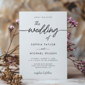 Moderne Minimalistische Schrift Schwarz-Weiß-Hochz Einladung