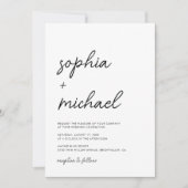 Moderne Minimalistische Schrift Schwarz-Weiß-Hochz Einladung (Vorderseite)
