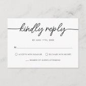 Moderne Minimalistische Schrift Schwarz-Weiß-Hochz RSVP Karte (Vorderseite)