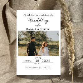 Moderne minimalistische Schriftzug-Foto-Hochzeitse Einladung