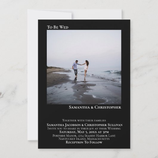 Moderne Minimalistische Schwarz-Einfache Hochzeit  Einladung (Vorderseite)