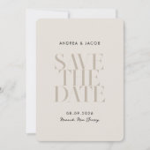 Moderne Minimalistische Schwarz-Elfenbeinchic-Hoch Save The Date (Vorderseite)