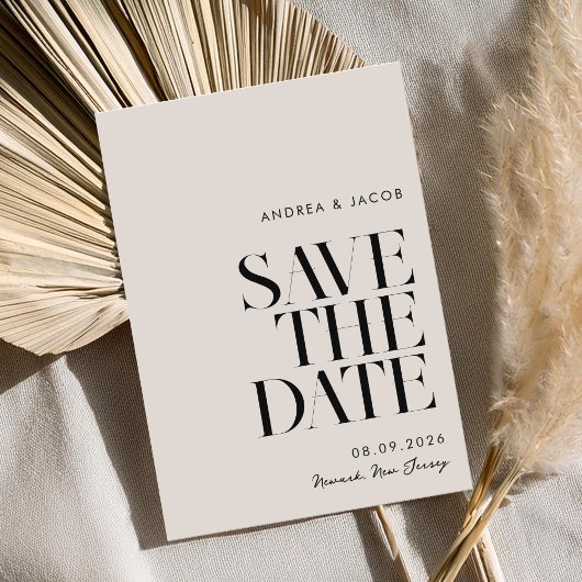 Moderne Minimalistische Schwarz-Elfenbeinchic-Hoch Save The Date