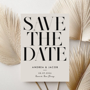 Moderne Minimalistische Schwarz-Elfenbeinchic-Hoch Save The Date