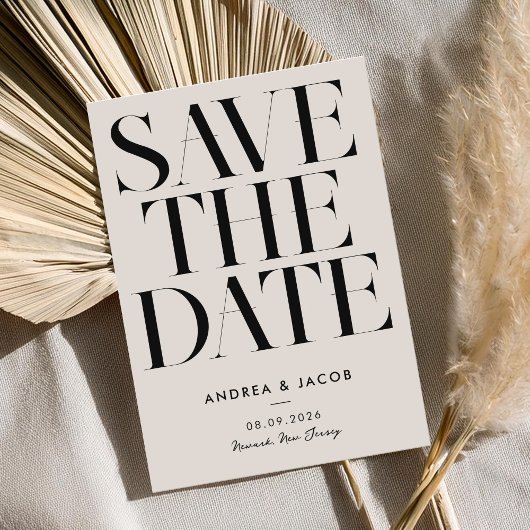 Moderne Minimalistische Schwarz-Elfenbeinchic-Hoch Save The Date