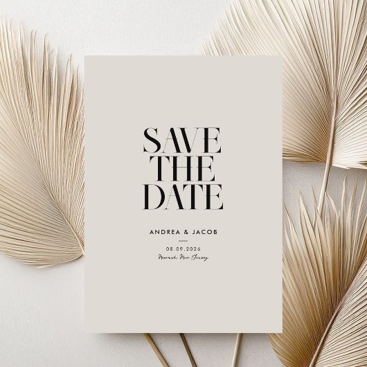 Moderne Minimalistische Schwarz-Elfenbeinchic-Hoch Save The Date