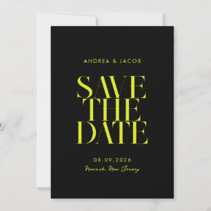 Moderne Minimalistische Schwarz-Gelb-Chic-Hochzeit Save The Date