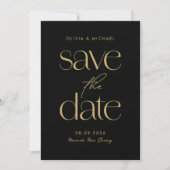 Moderne Minimalistische Schwarz-Gold-Chic-Hochzeit Save The Date (Vorderseite)